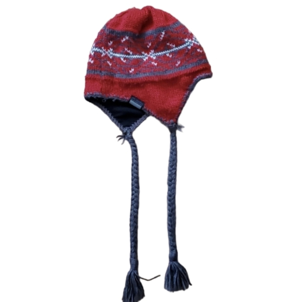 Columbia Unisex Fleece Lined Tassel Hat in Red Knit